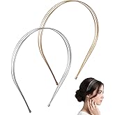 ValueBargain Gold Headband, 2Pcs Gold Silver Multi Layers Double Metal Headbands for Women Elegant & Dressy Headbands, Trendy Layered Design Hair Accessories Perfect for Parties & Daily Wear