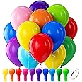 Bezente Assorted Rainbow Latex Balloons, 100 Pack 12 inch Round Helium Bright Color Balloons for Birthday Baby Shower Wedding
