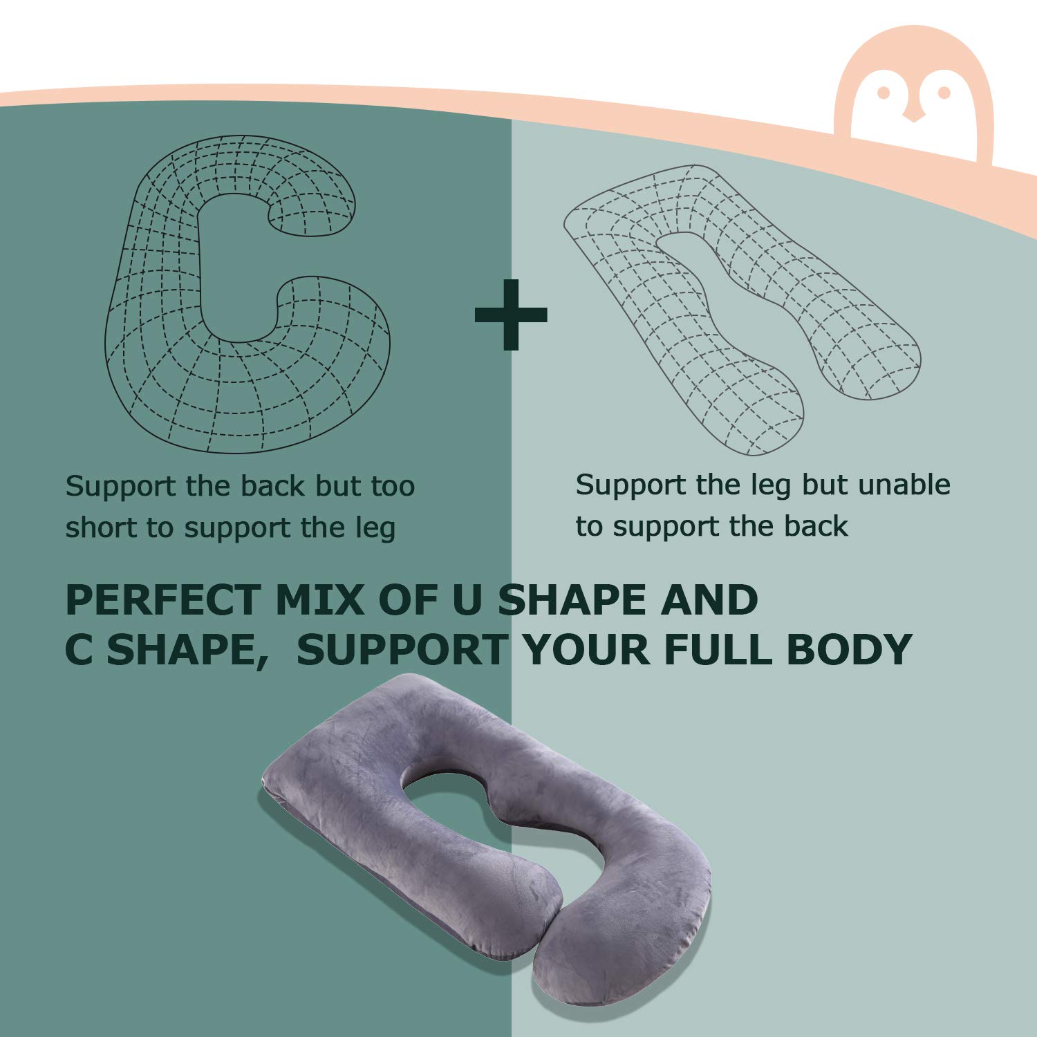 Momcozy Pregnancy Pillows, U Shaped Full Body Maternity Pillow with Removable Cover, Grey Pregnant Support Pillow for Sleeping : Baby