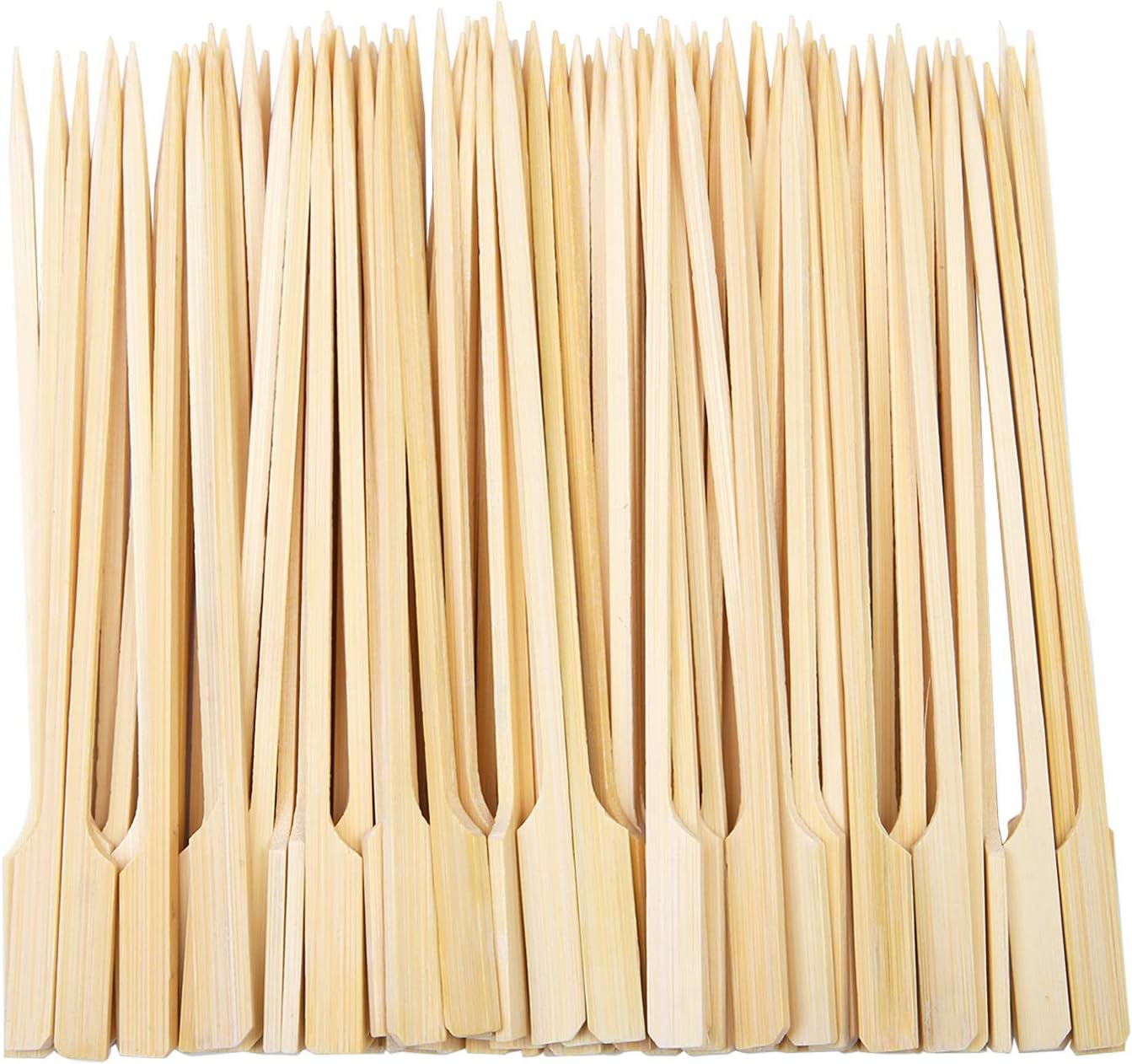 ANECO 100 Pieces Bamboo Paddle Skewers Barbecue Bamboo Skewers Cocktail Sticks for Barbeque Kebabs, Burgers, Cocktails
