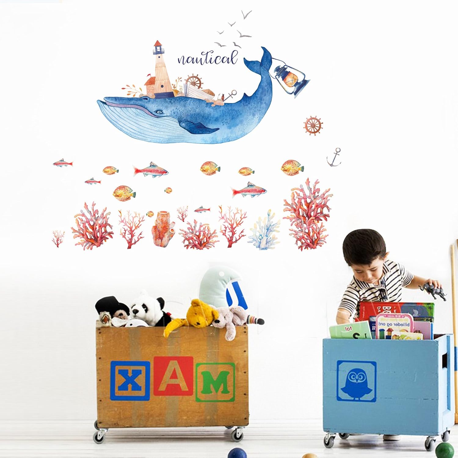 Amazon ウォールステッカー シーグラス 海 魚 コーラル 葉 壁紙シール 天然風ガーデン 剥がせる 壁紙 部屋飾り 春ウォールステッカー 防水 おしゃれ ホーム飾り ウォールペーパー ウォールステッカー オンライン通販