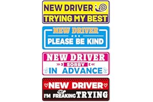 4pcs New Driver Magnet, 9.06x3.15 Inch Reflective Magnetic Novice Driver Sign for Bumper Safety Warning Stickers for Beginner