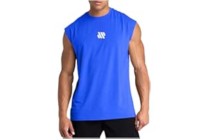 Men's Solid Color Quick Drying Athletic Workout Tank Tops Gym Muscle Tee Bodybuilding Fitness Sleeveless T Shirts Blue
