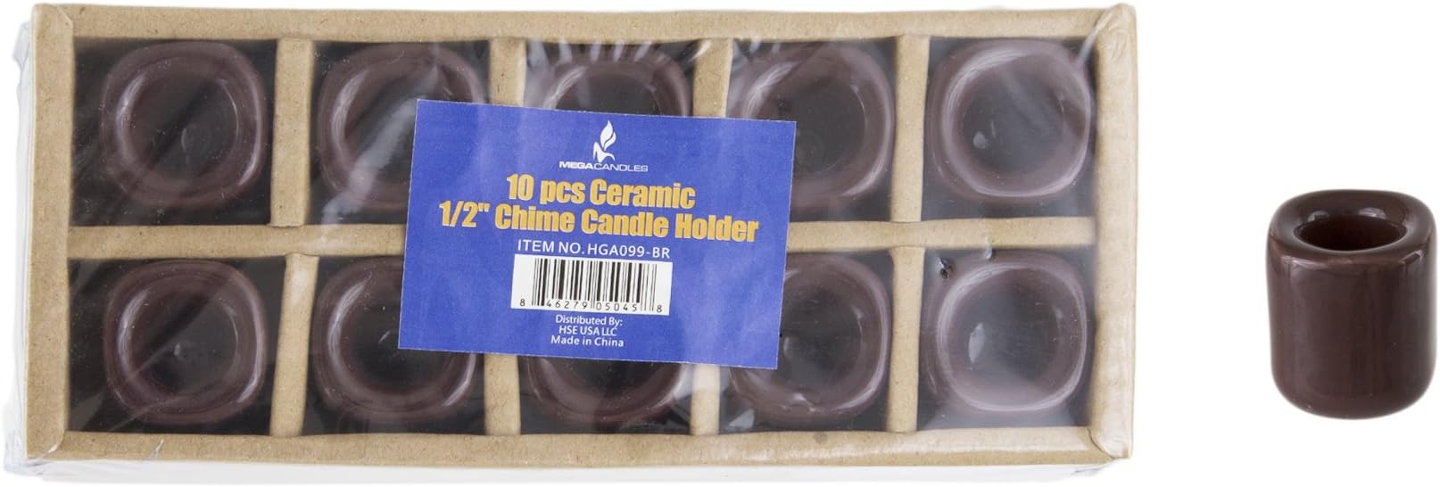 Mega Candles 10 pcs Brown Ceramic Chime Ritual Spell Candle Holders, Great for Casting Chimes, Rituals, Spells, Vigil, Witchcraft, Wiccan Supplies & More