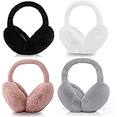 Adboros 4PCS Women Winter Ear Muffs Faux Fur Earmuffs Fuzzy Foldable Fluffy Ear Warmers for Winter Ear Covers Soft Girls