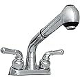 WMF-4226224PO-ATP-CP Universal Laundry Tub Faucet with Pull Out Spray Spout, Double Handle Utility Faucet, Non-Metallic ABS Plastic, Polished Chrome