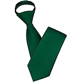 Branduce 3.15"（8cm） Mens Solid Satin Tie Pre-tied Adjustable Zipper Necktie for Business and Wedding