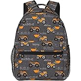 Construction Cars Truck School Backpack 16 Inch Machines Tractor Elementary Backpacks Strap Adjustable Travel Casual Daypack for Boys Girls Kids
