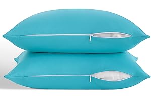 ORGANICTUNE Zippered Toddler Pillowcases Set of 2, 100% Brushed Microfiber 13x18 Pillowcases, Super Soft and Cozy Travel Kids Nursery Pillow Cases, 13x18 Inches, Blue