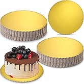 Nuenen 50 Pack 10 inch Gold Cake Boards Cardboard Cake Rounds Circle Rounds Cake Boards Scallop Edge Cakeboard Disposable Base Grease Proof Cardboard suitable for Wedding Birthday Decorating