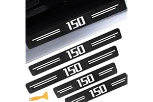 CHIYLE Door Sill Protectors for Ford F150, Carbon Fiber Leather Front/Rear Door Sill Sticker for Ford F150 Accessores 2015 2016 2017 2018 2019 2020 2021 2022 2023 2024 2025(White)