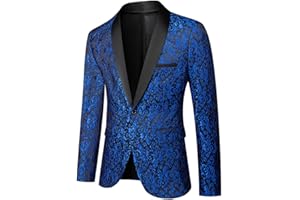 Mgnaie Mens 2 Piece Floral Tuxedo Jacket Paisley Shawl Lapel Suit Blazer Jacket for Dinner,Prom,Wedding