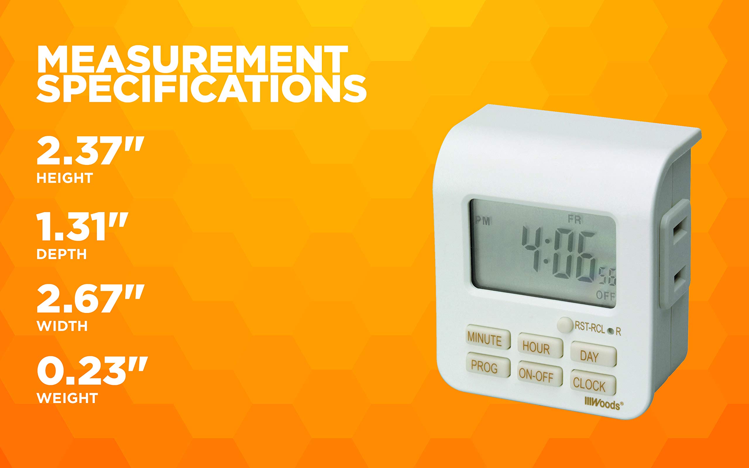 Galleon Woods 50008 Indoor 7Day Digital PlugIn Timer, 1 Polarized