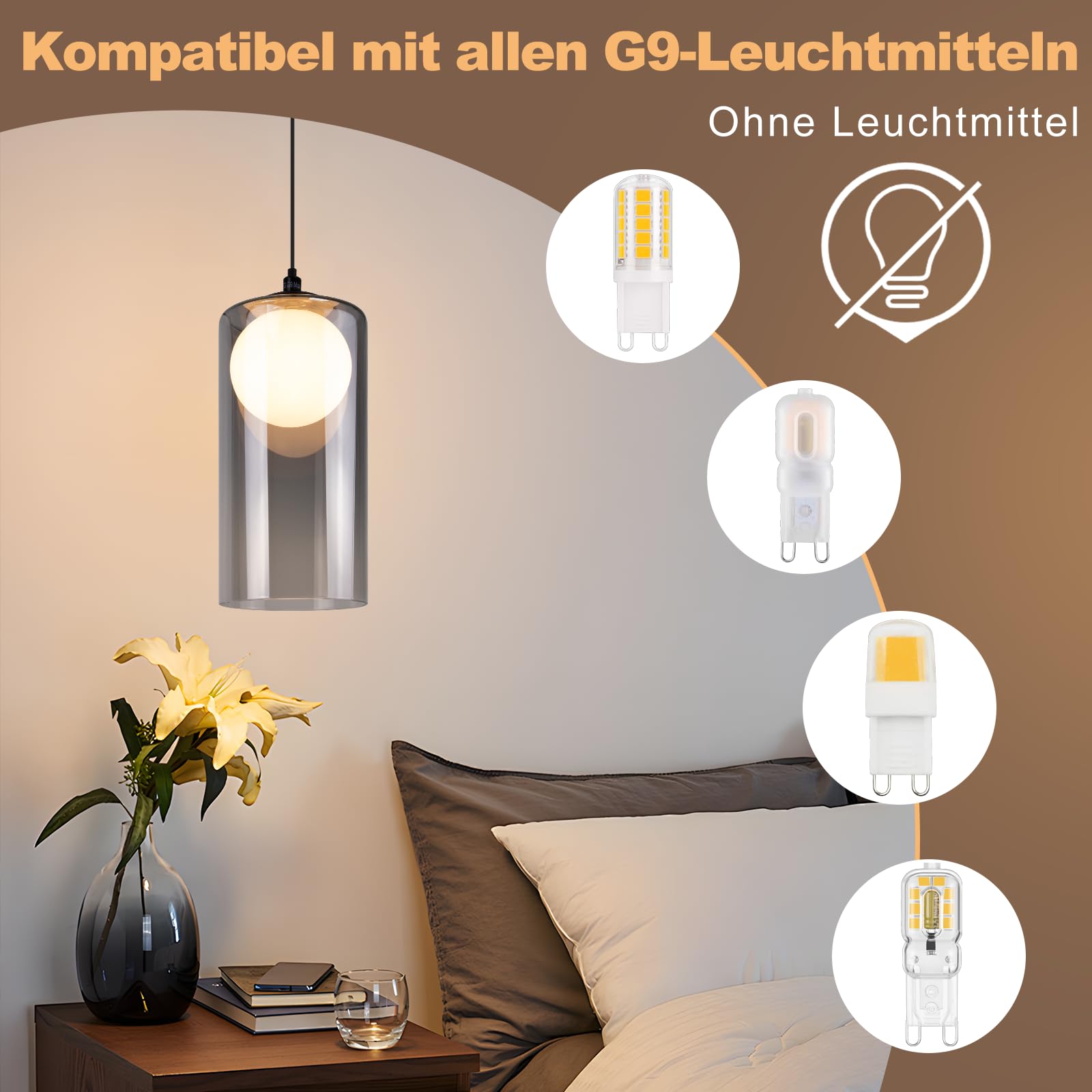 CBJKTX Hängelampe Vintage Pendelleuchte Esstisch - Glas Hängeleuchte G9 1 Flammig Esstischlampe Hängend Schwarz Retro Pendellampe Höhenverstellbar für Wohnzimmer Schlafzimmer (ohne Leuchtmittel) 2