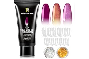 BEVINAS Poly Gel Nail Kit Professional Poly Gel Nail Colors Poly Nail Gel Extension Gel Kit for Beginners Starter Kit (B07-Purple by Cold)