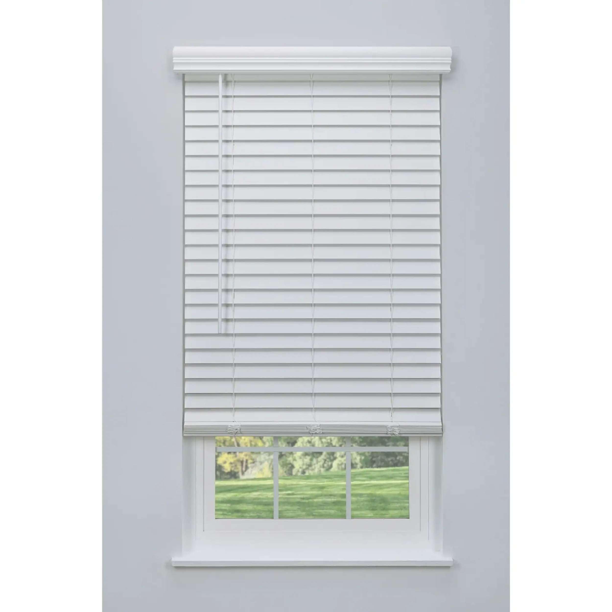 Linen Avenue Cordless 2" Faux Wood Blind White 60 W x 72 H, Partial Inside Mount (Arrives ½ Inch Narrower)
