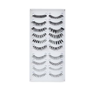 FOK Soft Natural Black Thick Long False Eyelashes Makeup Extension Pack Of 10 Pair Fake Eyelashes
