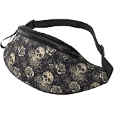 Skull Rose Fanny Pack Waist Bag Adjustable Belt Bag For Men Women Traveling Hiking Cycling Running