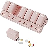 Restree Weekly Pill Organizer 7 Day one time a Day with Reminder, Detachable Travel Pill Case, Large Capacity Medicine Organizer for Vitamins, Supplements & Daily Medications (Pink)