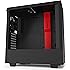 NZXT H510 - CA-H510B-BR - Compact ATX Mid-Tower PC Gaming Case - Front I/O USB Type-C Port - Tempered Glass Side Panel - Cable Management System - Water-Cooling Ready - Black/Red