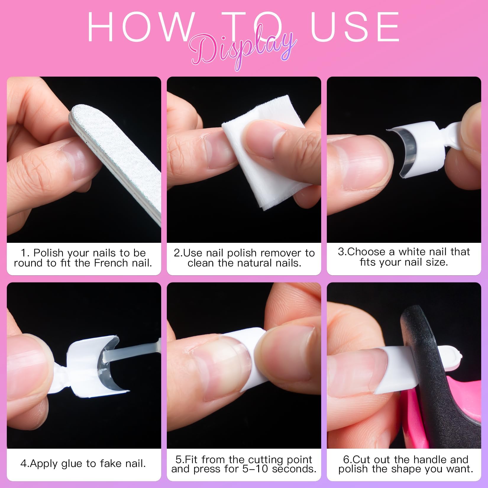 AORAEM White French Nail Tips 120 PCS Short French Style Acrylic Nail Tip 12 Sizes False Nail Clear and White Press on Nails for Women - Image 4