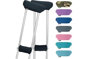 CRUTCH COMFORT Universal Crutch Underarm Pad and Hand Grip Covers - Luxurious Soft Fleece with Sculpted Memory Foam Cores (Classic Black)