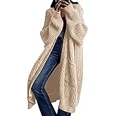 AUGCONE Women's Oversized Cardigans Sweater Long Coat Knit Fall Winter Cozy Outfits with Pockets