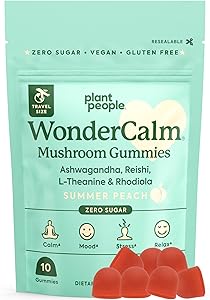 Plant People WonderCalm Mushroom Gummies - Natural Ashwagandha Supplement to Ease Stress & Boost Mood for Adults Without Suga