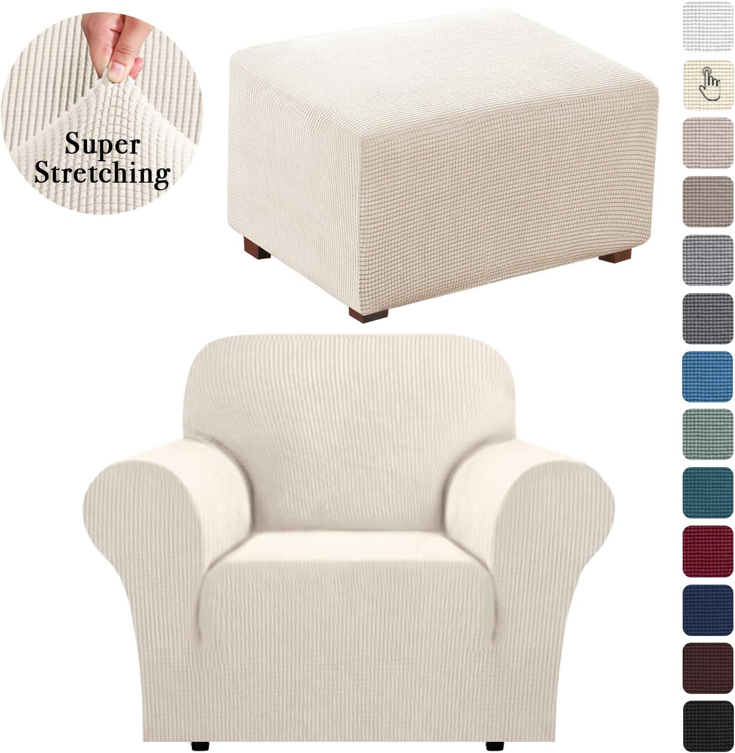 Amazon Com 1 Piece Sofa Cover For Armchair Bundle Ottoman Covers Ottoman Slipcovers Home Kitchen