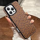 MOWIME Compatible with iPhone 16 Pro Max Wallet Case with Card Holder (2 Cards), Cheetah Print Shockproof Soft TPU Protective Cover Women Girls, Leopard Case for iPhone 16 Pro Max 6.9 Inch, Brown