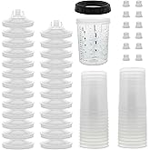 Master Paint System MPS Disposable Paint Spray Gun Cup Liners &amp; Lids System | 25 Pack Large Size 27 Ounce (800ml) Kit - 25 Cup Liners, 25 Lids with Strainer, 1 Hard Cup with Retainer Ring and 12 Plugs