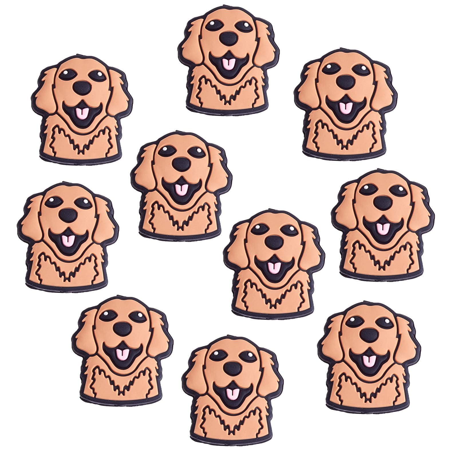 WEWAYSMILE 10pcs Silicone Round Beads Making Kit, Silicone Beads Bulk, Round Silicone Beads, for Jewelry Crafts Necklace Garland Bracelet (Golden Retriever)