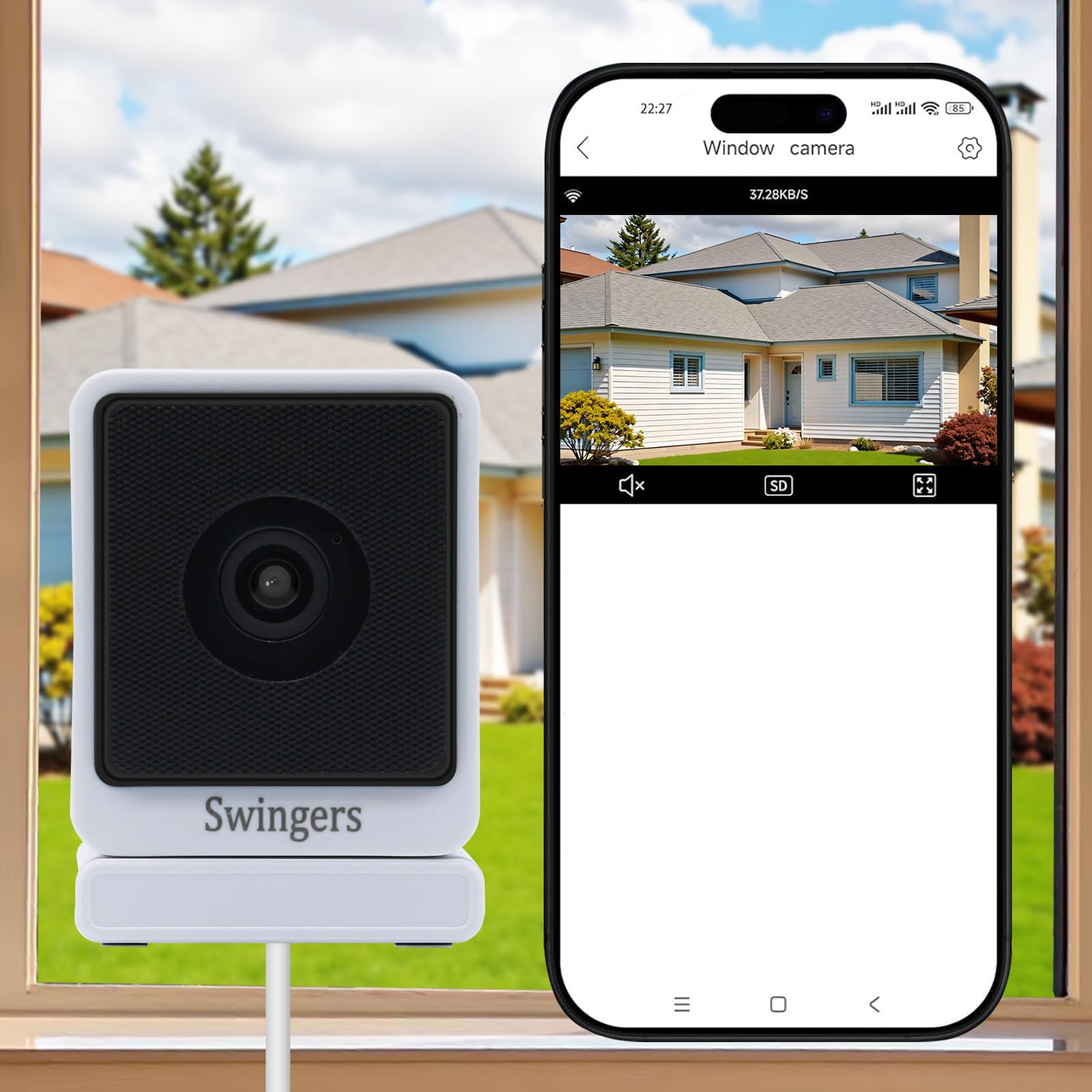 Photo 1 of Swingers 3MP 2K Window Camera,2.4GHz & WiFi Indoor Cameras for Home Security with Phone app,Person & Motion Detection,Night Vision,Easy & Quick Install (1 Pack)