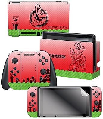 Amazon Com Controller Gear Nintendo Switch Skin Screen Protector Set Officially Licensed By Nintendo Super Mario Piranha Plant Nintendo Switch Video Games