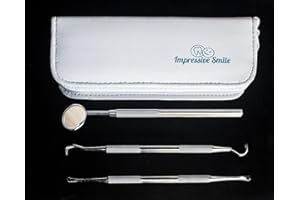 #1 Professional Dental Hygiene Kit – by Impressive Smile - Surgical Grade Tools Tarter Scraper, Dental Toothpick, Mouth Mirror - Dentist Approved