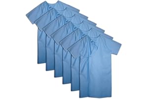 NEW BLUE HOSPITAL PATIENT GOWN ECONOMY W/OVERLAP BACK 50% COTTON 50% POLY (6)