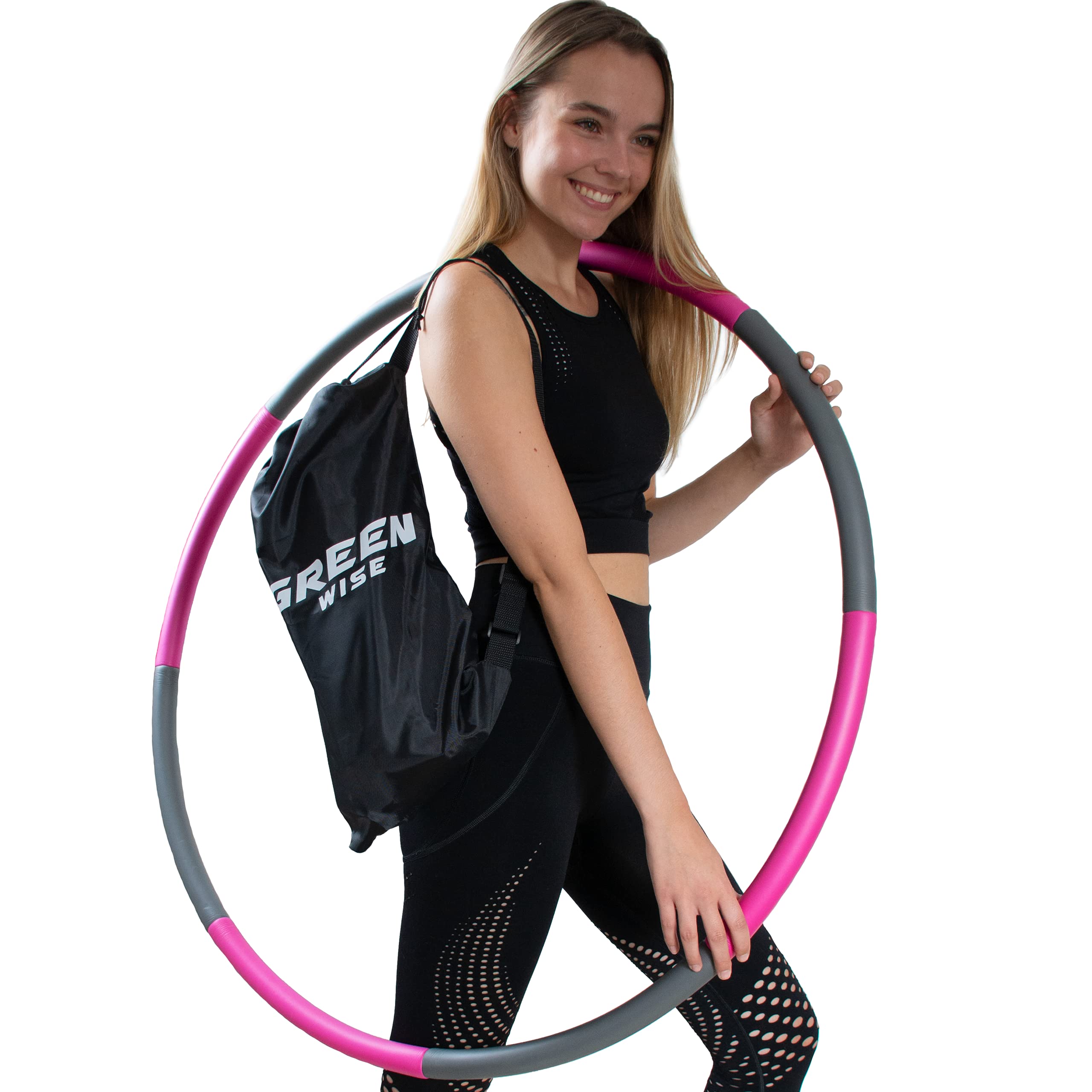 GreenWise™ Hula Hoop Sport Stainless Steel for Adults & Children for Weight Loss Massage Fitness | High Quality Foam | Includes Carry Bag