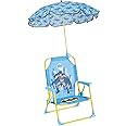 Idea Nuova Batman Kids Outdoor Folding Beach Chair with Umbrella,Portable Camp Chair for Ages 3+, Lightweight & Compact for Beach, Camping, and Backyard