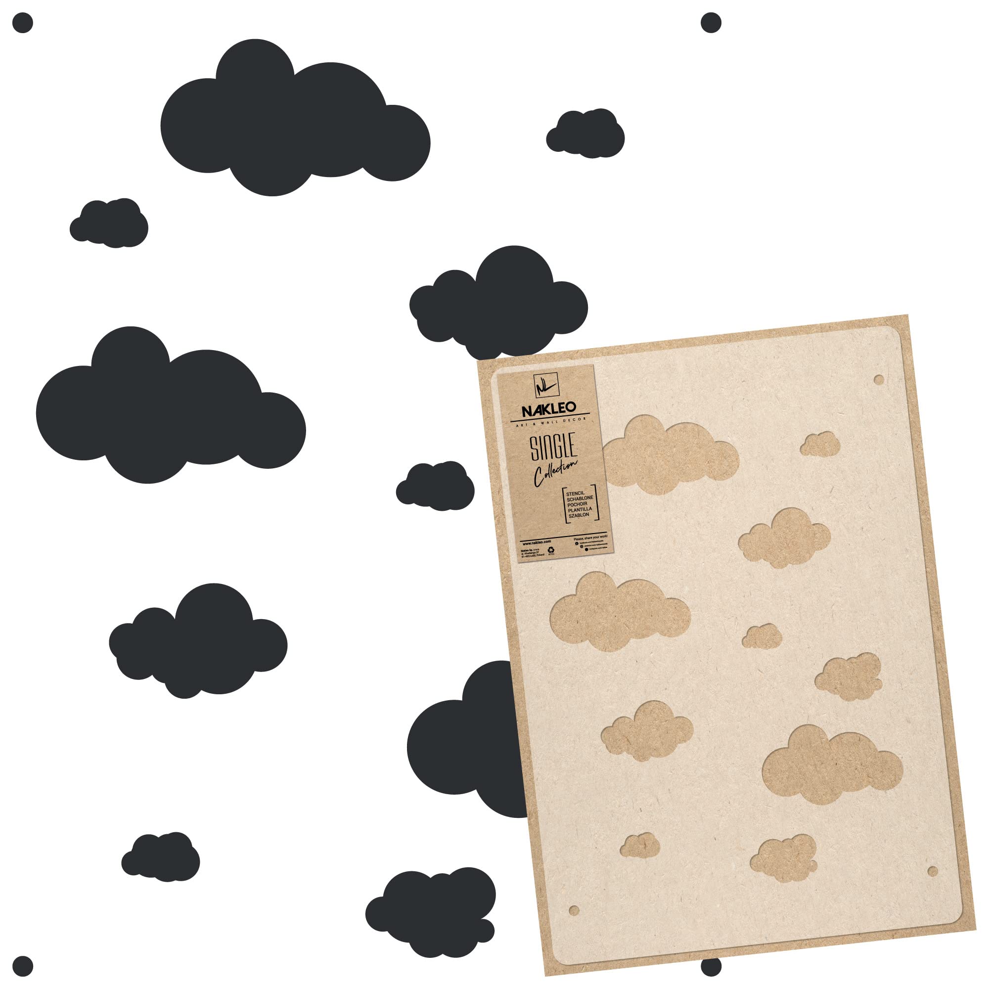 NAKLEO Large Wall Painting Stencil 43x64 cm, Cloud Sky Nimbus Pattern, Reusable Plastic Template, DIY Art and Craft Home Decor, Floor Wood Fabric Furniture