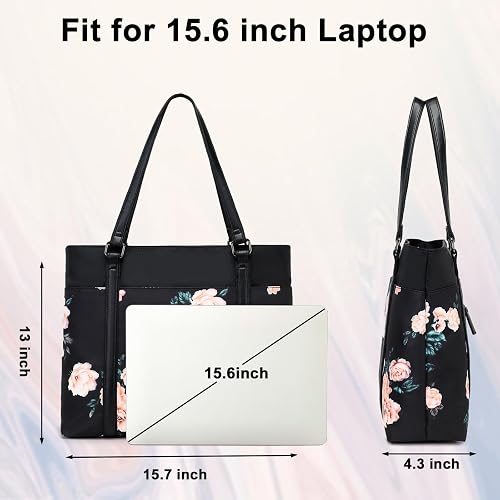 Water Resistant Nylon Laptop Tote Bag – Large Work Purse For Teachers, Fits Up To 15.6 Inch Laptop