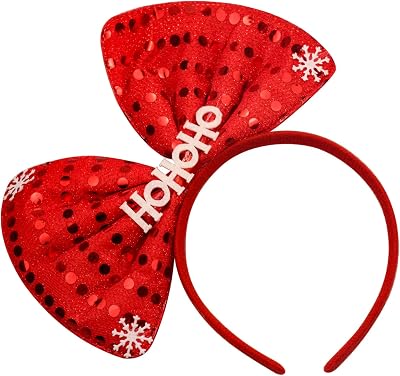 Eruinfang Women Girls Red Christmas Bow Headband Hair Accessory Bowknot