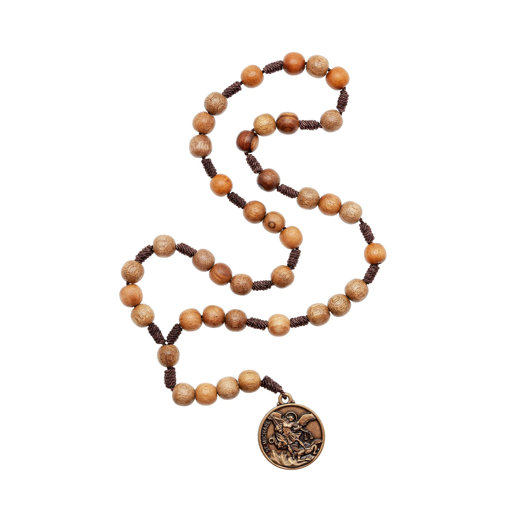 Intercession St Michael Sacred Handmade Solid Wood Chaplet, Stainless Steel Wood, No Gemstone