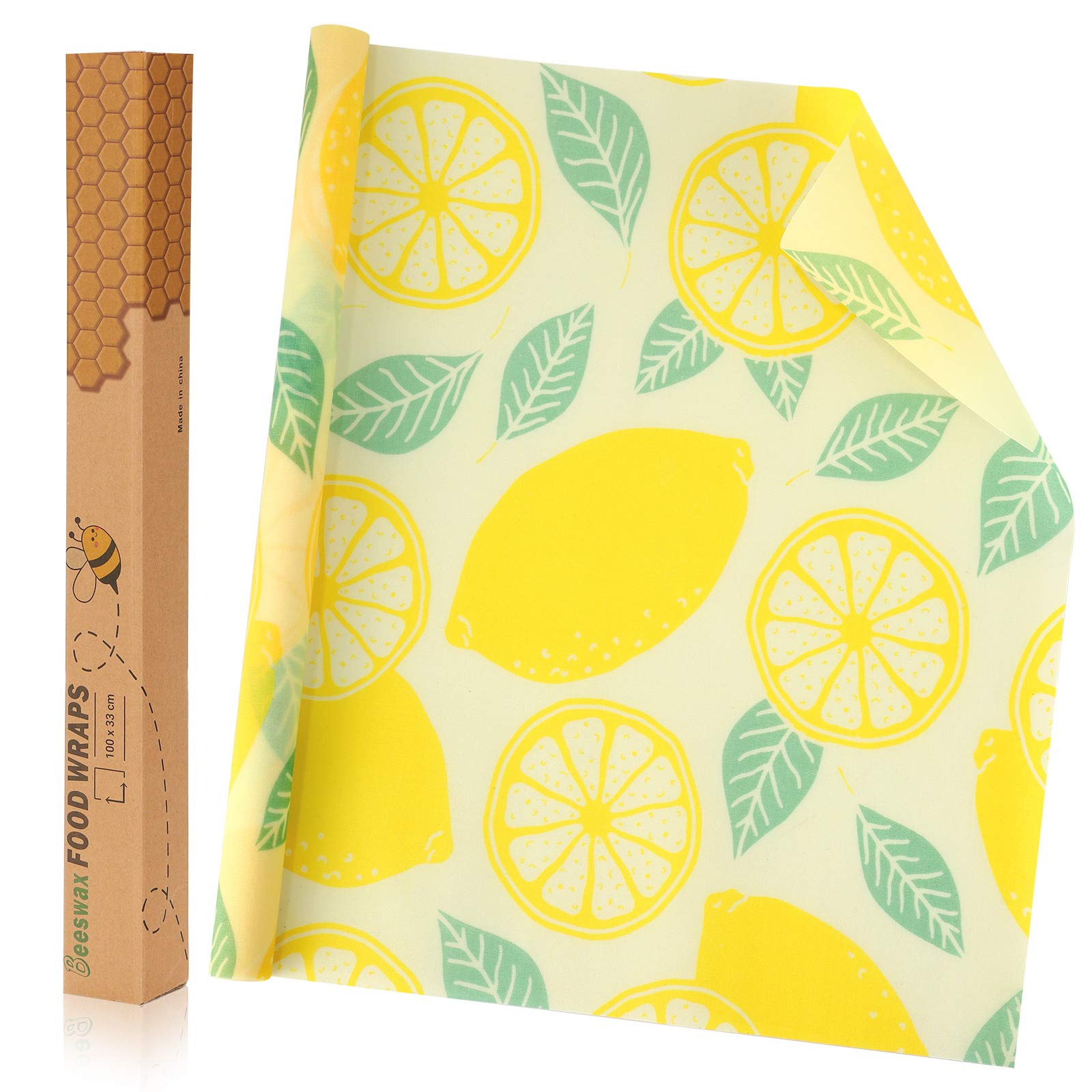 Beeswax Food Wrap Roll 39'' x 12'' - Organic Reusable Beeswax Wrap Eco Friendly Natural Sustainable Food Storage Wraps for Sandwich, Cheese, Fruit, Bread, Snacks