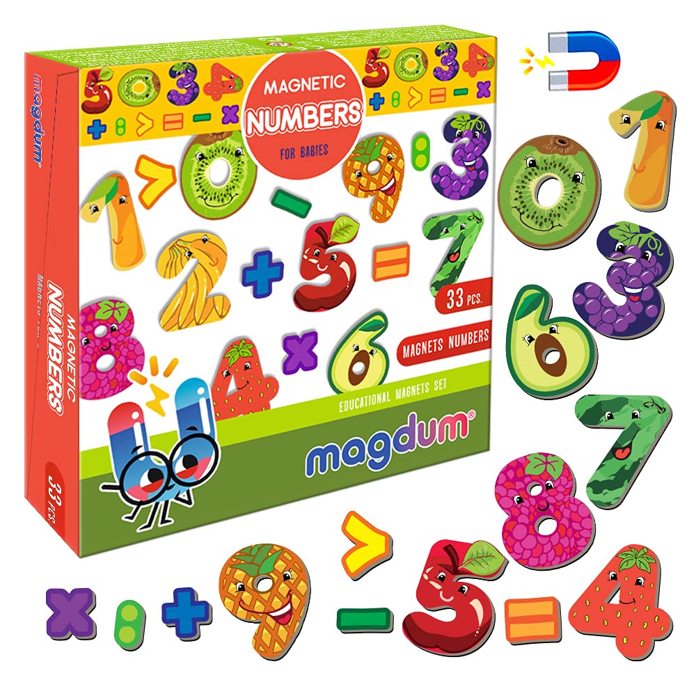 magdum Fridge magnets MAGDUM Numbers - 35 Large fridge magnets - Magnets for fridge magnets for toddlers - Large magnet - Kids fridge magnets - magnetic numbers - toddler games, Multicolor