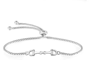 FEELMEM Horse Snaffle Bit Crystal Easy Hook Clasp Charm Bracelet Equestrian Jewelry Good Luck Gift