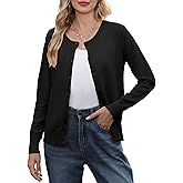 Bettysays Women's Lightweight Button Down Cardigan Casual Long Sleeve Crew Neck Soft Knit Cardigans Sweater