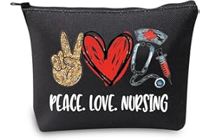 JXGZSO Nursing bag for nurses Nursing Work Cosmetic Bag Peace Love Nursing Makeup Bag Nursing School Gift For Graduation