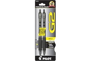 Pilot G2 Premium Gel Pens, Black Pens, Bold Point 1 mm, 2 Black