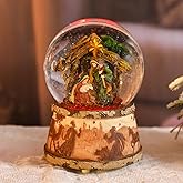 Christmas Snow Globe Musical - Nativity Snowglobes Water Snow Globes with 5 Colors Change LED Light Music Box Home Christmas Decor for Kids Wooden