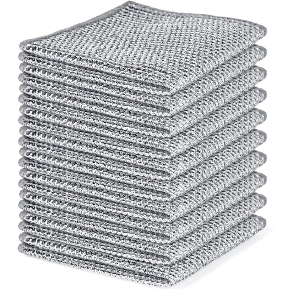 Photo 1 of 10 Pack Non Scratch Wire Dishcloth Steel Wool Scrubber Pads Reusable Multi Surface Dish Cleaning Cloths for Pots Pans Cooktops Scratch Free Safe for Glass Wet & Dry Use